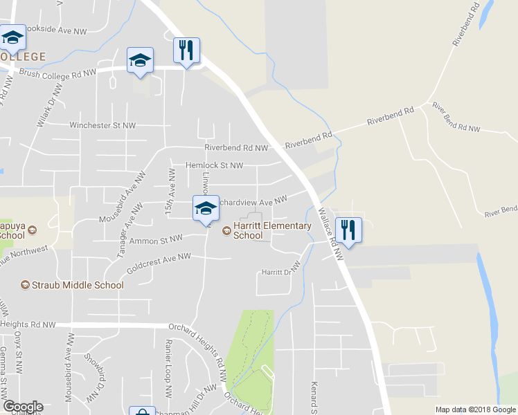 map of restaurants, bars, coffee shops, grocery stores, and more near 1194 Orchardview Avenue Northwest in Salem
