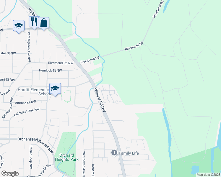 map of restaurants, bars, coffee shops, grocery stores, and more near 2170 Wallace Road Northwest in Salem