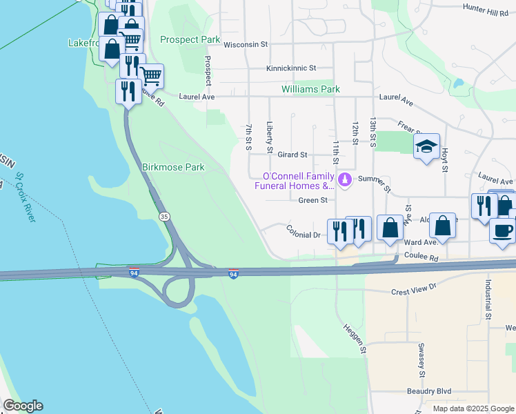 map of restaurants, bars, coffee shops, grocery stores, and more near 724 Green Street in Hudson