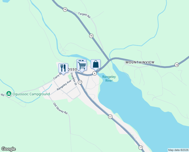 map of restaurants, bars, coffee shops, grocery stores, and more near 38 Carry Road in Rangeley