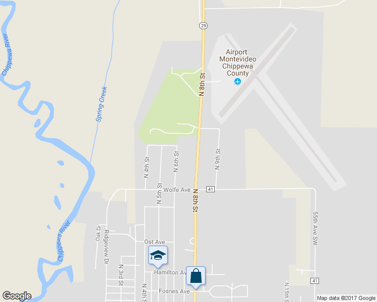 map of restaurants, bars, coffee shops, grocery stores, and more near 1663 Benson Road in Montevideo