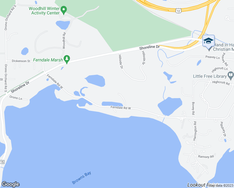 map of restaurants, bars, coffee shops, grocery stores, and more near 649 Ferndale Road West in Wayzata