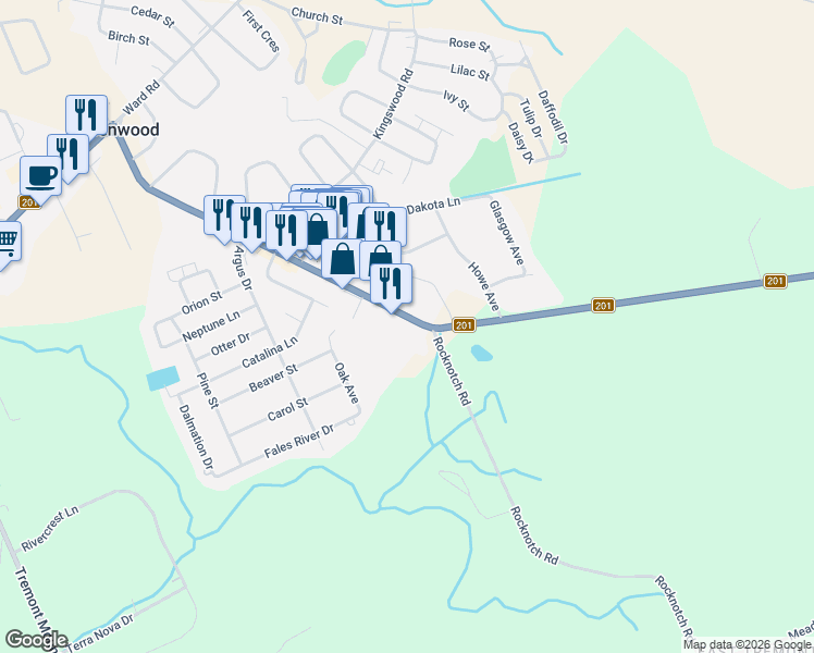 map of restaurants, bars, coffee shops, grocery stores, and more near 1064 Central Avenue in Kingston