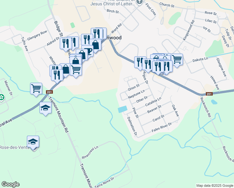 map of restaurants, bars, coffee shops, grocery stores, and more near 965 Labrador Lane in Kingston