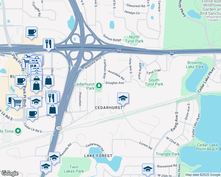map of restaurants, bars, coffee shops, grocery stores, and more near 4530 Douglas Avenue in Minneapolis