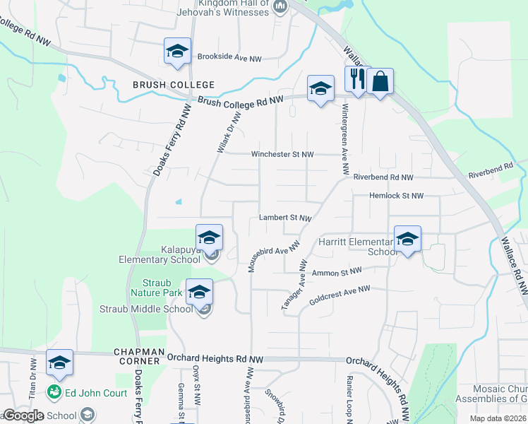 map of restaurants, bars, coffee shops, grocery stores, and more near 2288 Westminster Avenue Northwest in Salem