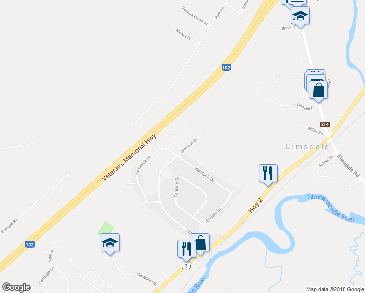 map of restaurants, bars, coffee shops, grocery stores, and more near 3 Lilian Court in Elmsdale