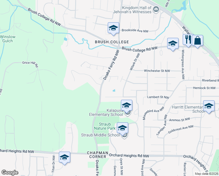 map of restaurants, bars, coffee shops, grocery stores, and more near 2334 Doaks Ferry Road Northwest in Salem