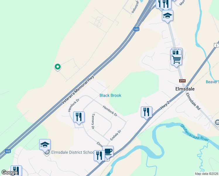 map of restaurants, bars, coffee shops, grocery stores, and more near 88 Elmwood Drive in Elmsdale