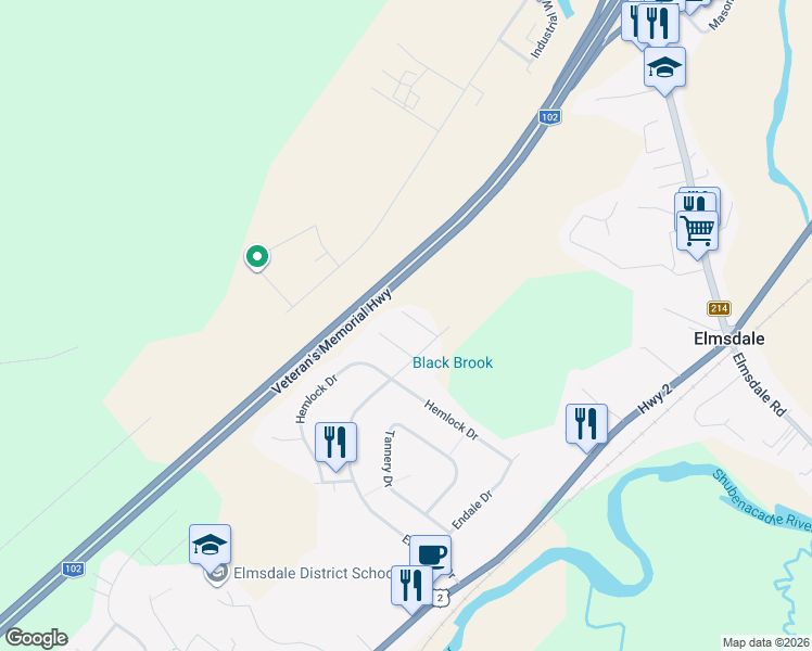 map of restaurants, bars, coffee shops, grocery stores, and more near 9 Vernon Court in Elmsdale