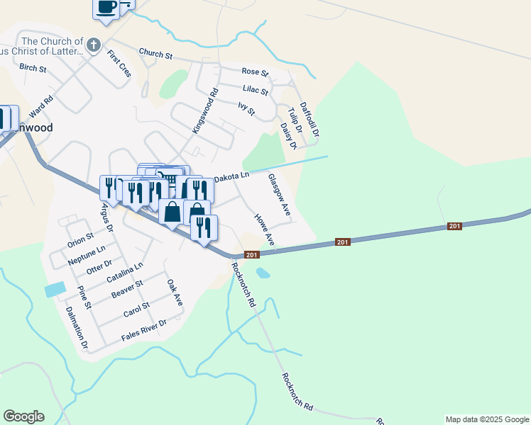 map of restaurants, bars, coffee shops, grocery stores, and more near 974 Howe Avenue in Kingston