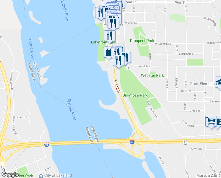 map of restaurants, bars, coffee shops, grocery stores, and more near 16 1st Street in Hudson