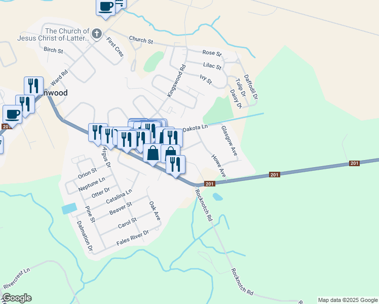 map of restaurants, bars, coffee shops, grocery stores, and more near 982 Pickering Lane in Kingston