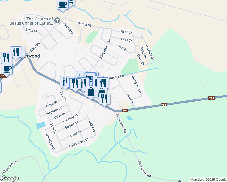 map of restaurants, bars, coffee shops, grocery stores, and more near 982 Pickering Lane in Kingston