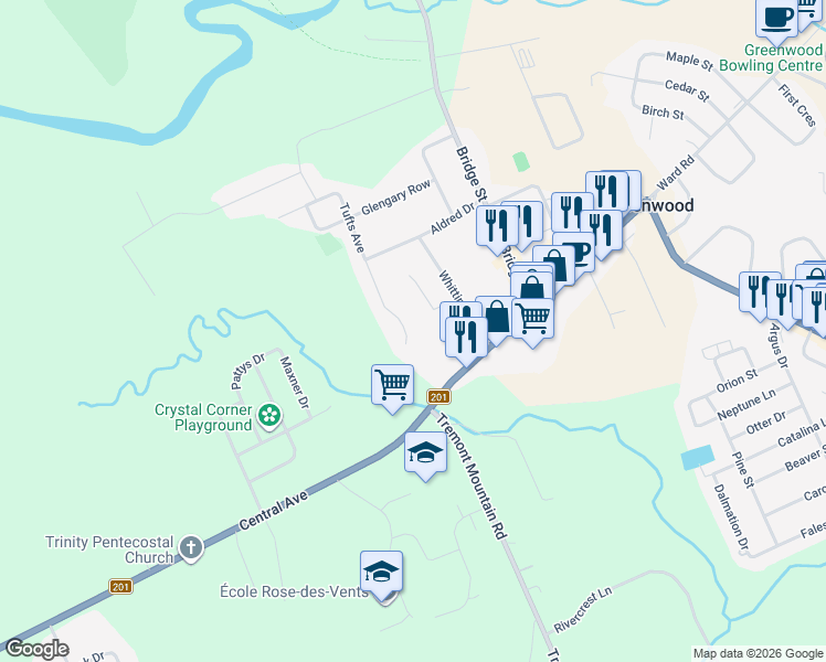 map of restaurants, bars, coffee shops, grocery stores, and more near 1026 Tufts Avenue in Kingston