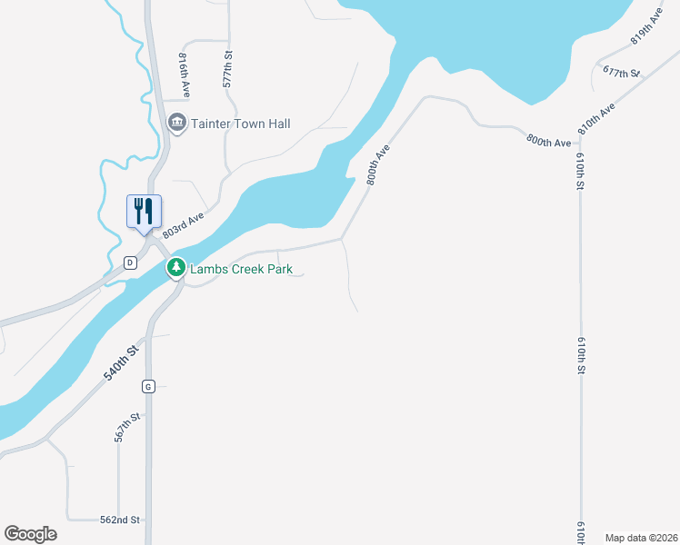 map of restaurants, bars, coffee shops, grocery stores, and more near N7981 588th Street in Menomonie