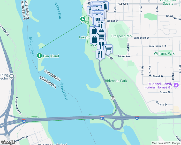 map of restaurants, bars, coffee shops, grocery stores, and more near 16 1st Street in Hudson