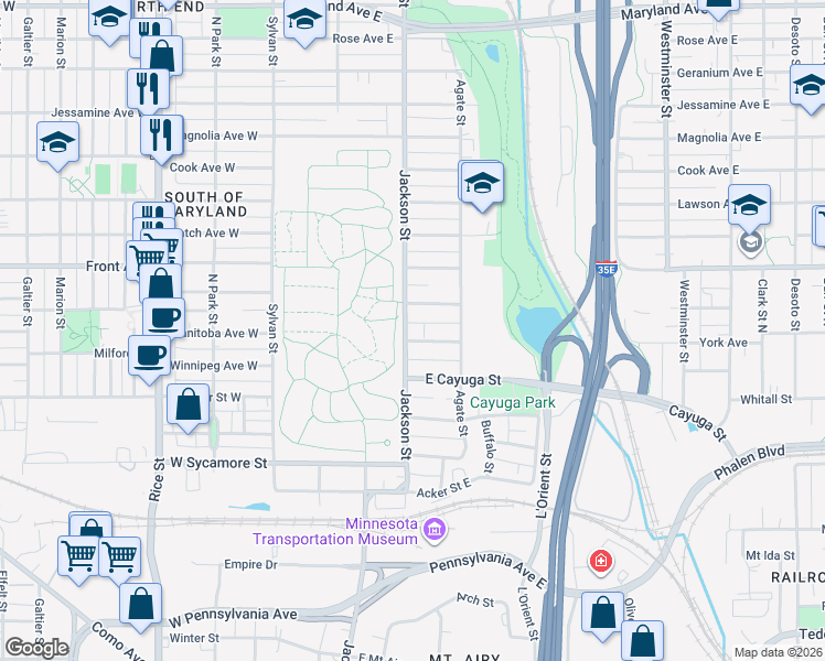 map of restaurants, bars, coffee shops, grocery stores, and more near 896 Jackson Street in Saint Paul