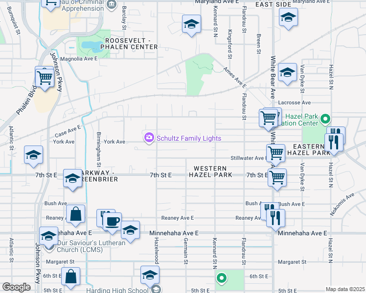 map of restaurants, bars, coffee shops, grocery stores, and more near 899 Germain Street in Saint Paul