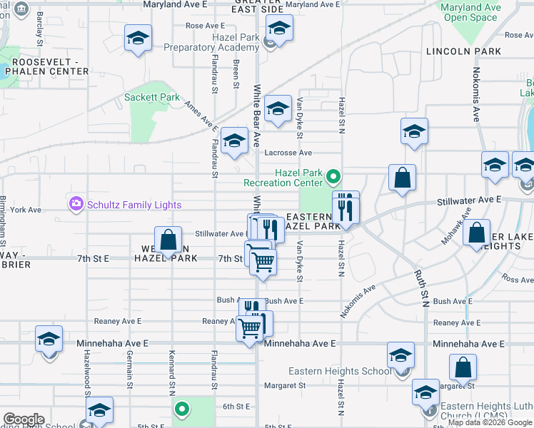 map of restaurants, bars, coffee shops, grocery stores, and more near 1808 York Avenue in Saint Paul