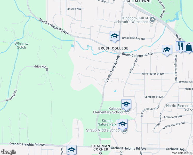 map of restaurants, bars, coffee shops, grocery stores, and more near 2329 Emerald Drive Northwest in Salem