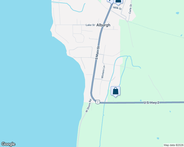 map of restaurants, bars, coffee shops, grocery stores, and more near 596 South Main Street in Alburgh