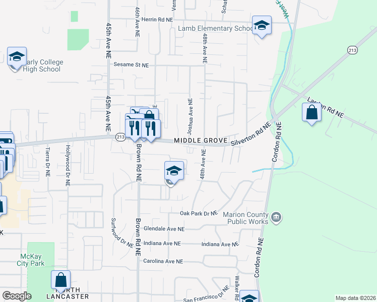 map of restaurants, bars, coffee shops, grocery stores, and more near 4875 Wyoming Circle Northeast in Salem