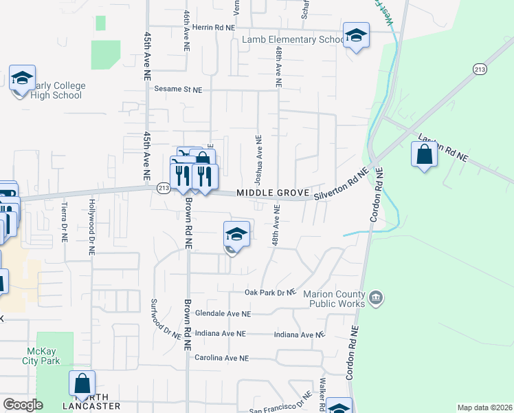 map of restaurants, bars, coffee shops, grocery stores, and more near 4875 Wyoming Circle Northeast in Salem