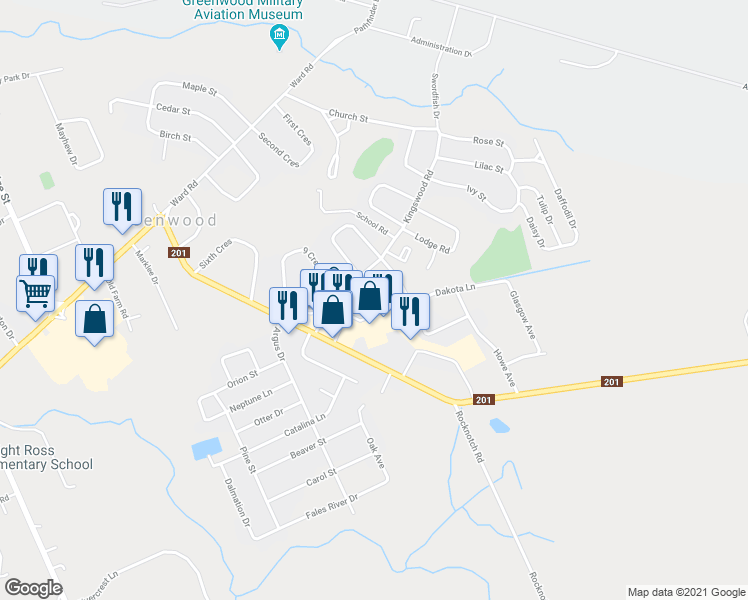 map of restaurants, bars, coffee shops, grocery stores, and more near 944 Pickering Lane in Kingston