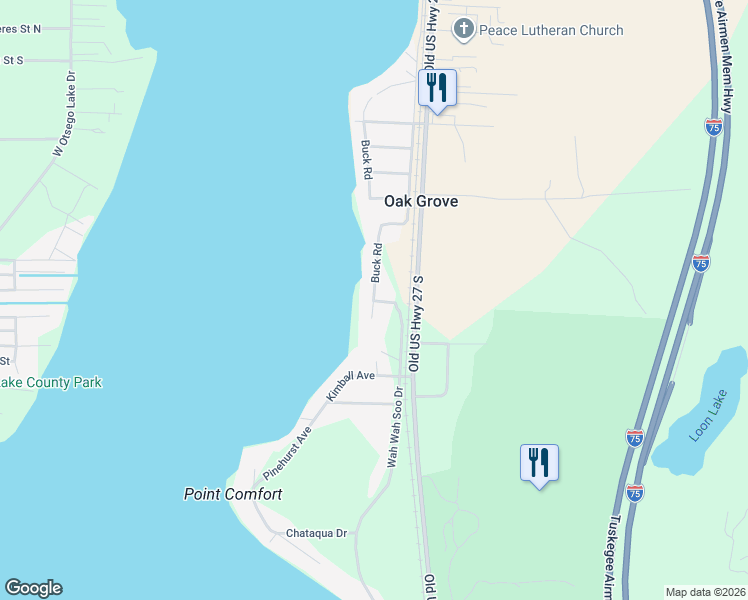 map of restaurants, bars, coffee shops, grocery stores, and more near 4040 Buck Road in Gaylord