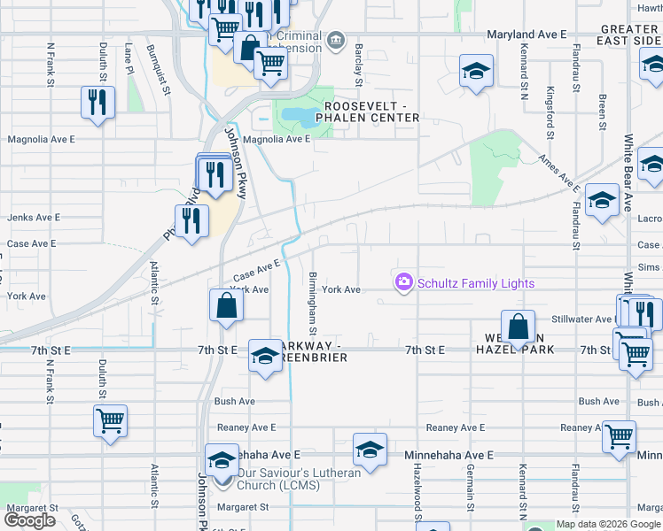 map of restaurants, bars, coffee shops, grocery stores, and more near 955 Barclay Street in Saint Paul