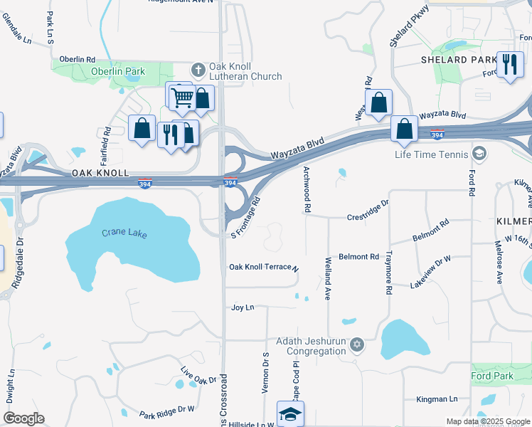 map of restaurants, bars, coffee shops, grocery stores, and more near in Minnetonka