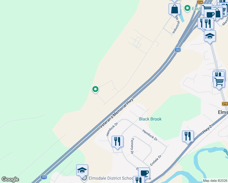 map of restaurants, bars, coffee shops, grocery stores, and more near 293 Park Road in Elmsdale