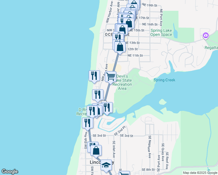 map of restaurants, bars, coffee shops, grocery stores, and more near 412 U.S. 101 in Lincoln City