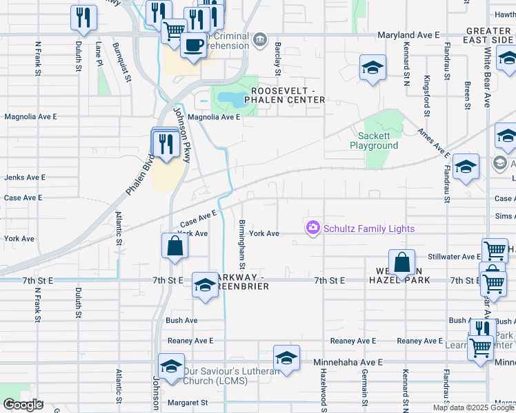 map of restaurants, bars, coffee shops, grocery stores, and more near 955 Barclay Street in Saint Paul