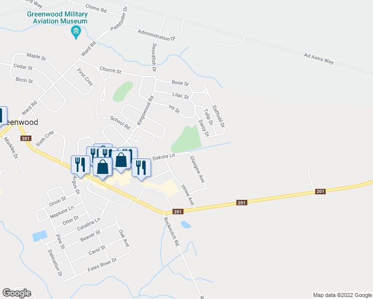 map of restaurants, bars, coffee shops, grocery stores, and more near 984 Dakota Lane in Kingston