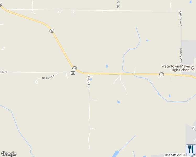 map of restaurants, bars, coffee shops, grocery stores, and more near 1835 Ridge Avenue in Watertown