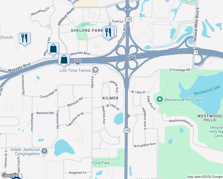 map of restaurants, bars, coffee shops, grocery stores, and more near 1400 Lancaster Avenue in Minneapolis