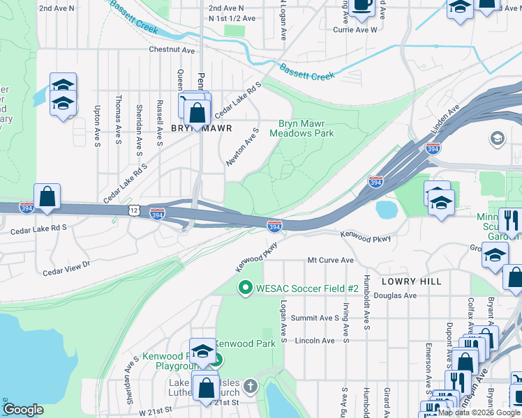 map of restaurants, bars, coffee shops, grocery stores, and more near in Minneapolis