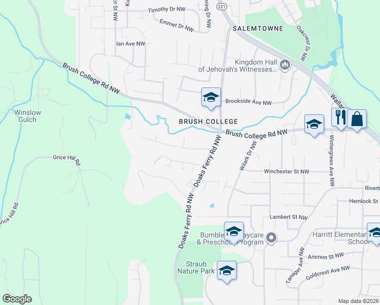map of restaurants, bars, coffee shops, grocery stores, and more near 2270 Morrow Court Northwest in Salem