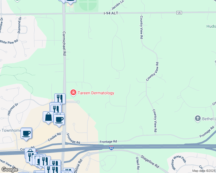 map of restaurants, bars, coffee shops, grocery stores, and more near 421 Jack Pine Drive in Hudson