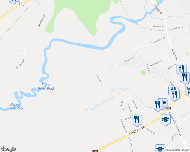 map of restaurants, bars, coffee shops, grocery stores, and more near 4 Robie Avenue in Kingston