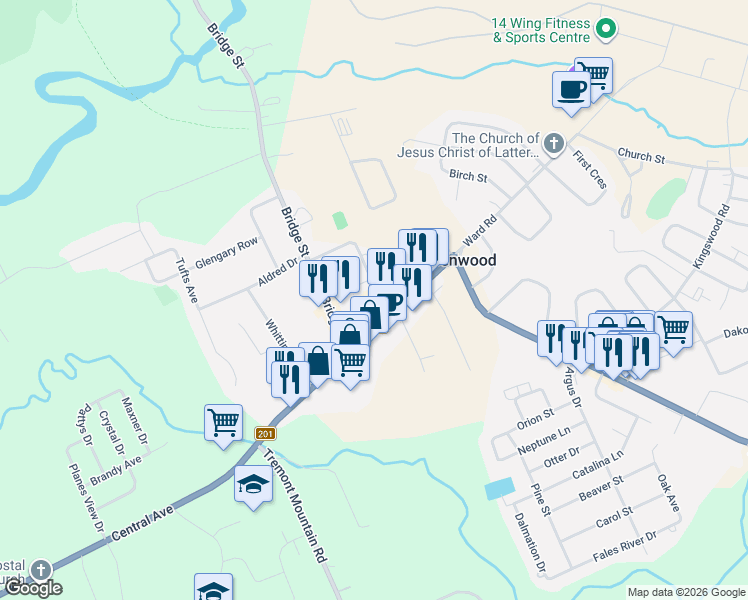 map of restaurants, bars, coffee shops, grocery stores, and more near in Greenwood