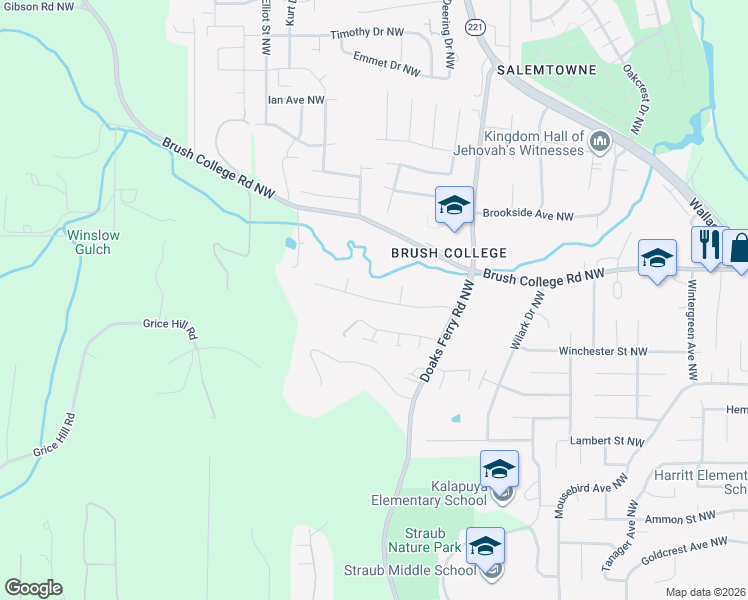 map of restaurants, bars, coffee shops, grocery stores, and more near 2499 Morrow Court Northwest in Salem