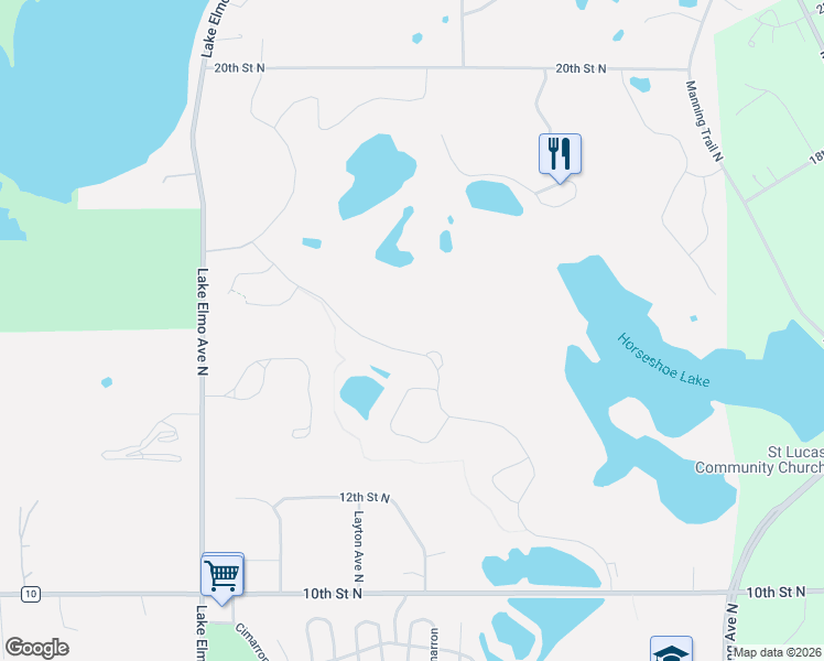 map of restaurants, bars, coffee shops, grocery stores, and more near 11234 14th Street North in Lake Elmo