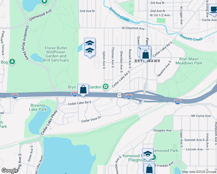 map of restaurants, bars, coffee shops, grocery stores, and more near 604 Thomas Avenue South in Minneapolis