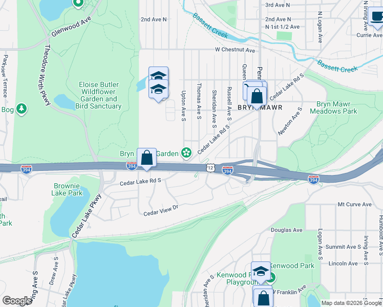 map of restaurants, bars, coffee shops, grocery stores, and more near 604 Thomas Avenue South in Minneapolis