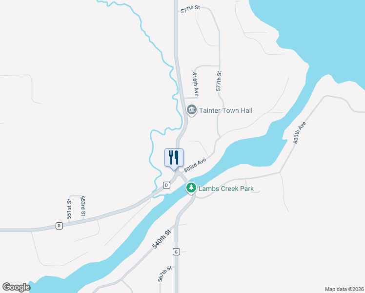 map of restaurants, bars, coffee shops, grocery stores, and more near N8052 575th Street in Menomonie