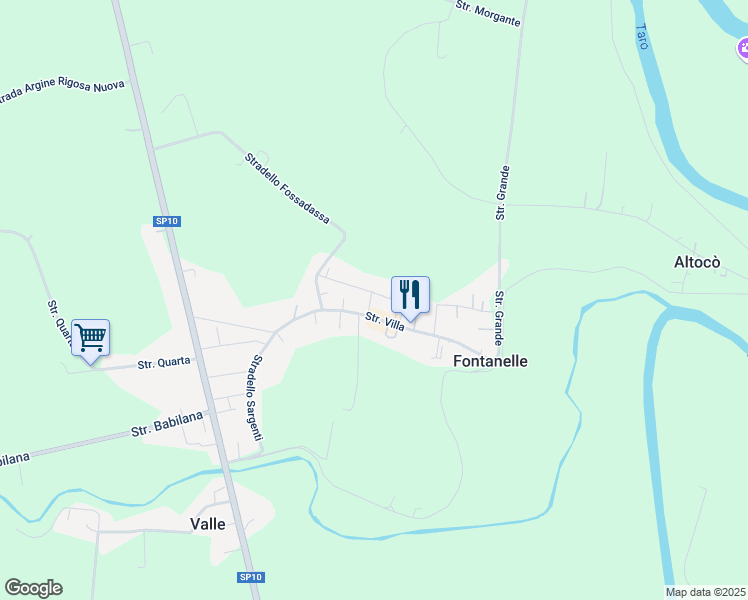 map of restaurants, bars, coffee shops, grocery stores, and more near 27B Stradello Villa in Fontanelle