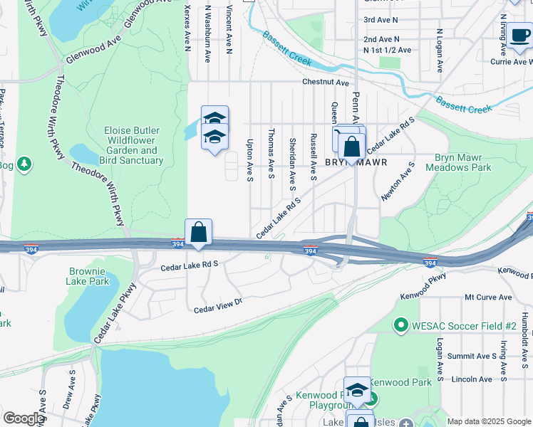 map of restaurants, bars, coffee shops, grocery stores, and more near 604 Thomas Avenue South in Minneapolis